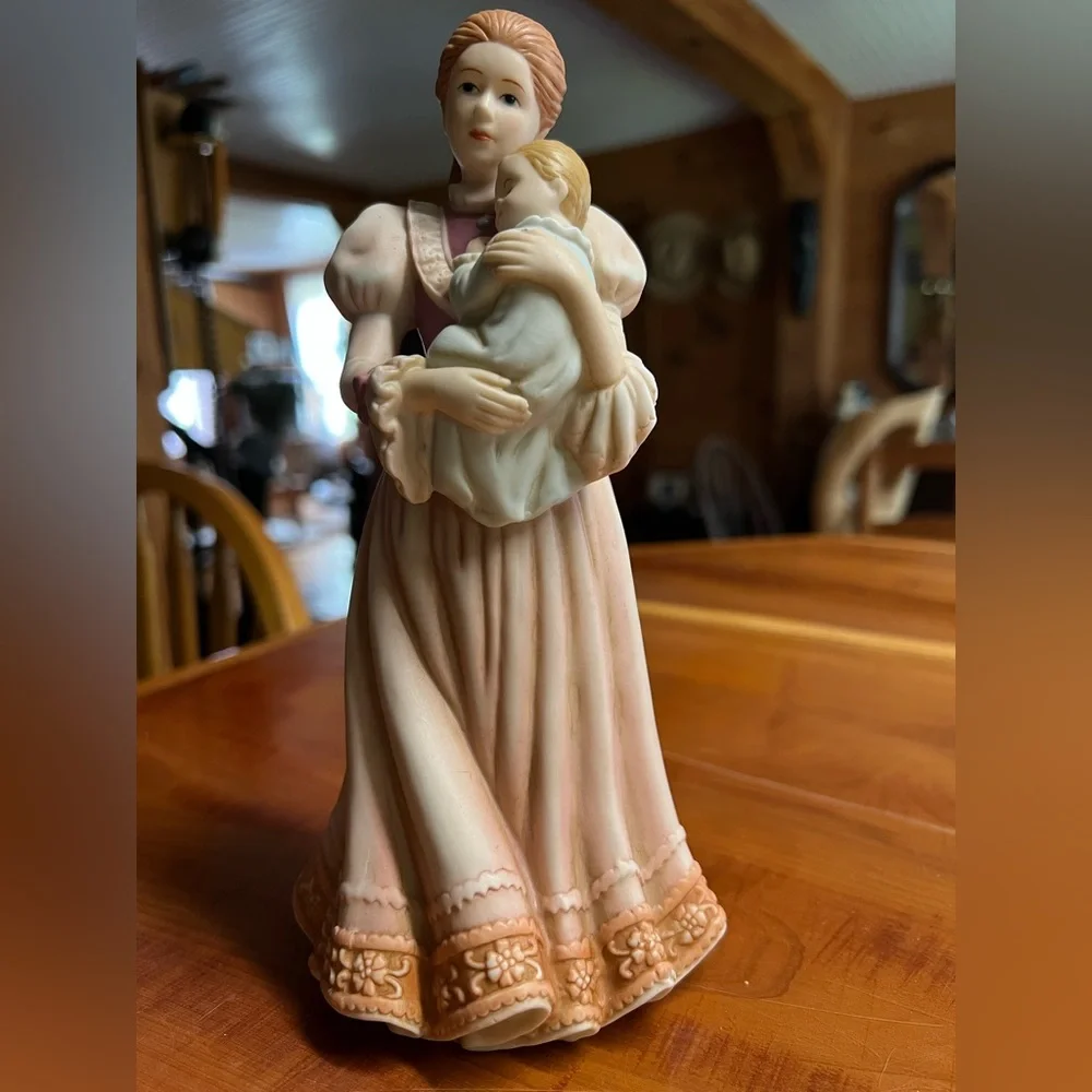 Home Interiors Porcelain Figurine with Cream and Pink Accents Comforting Arms